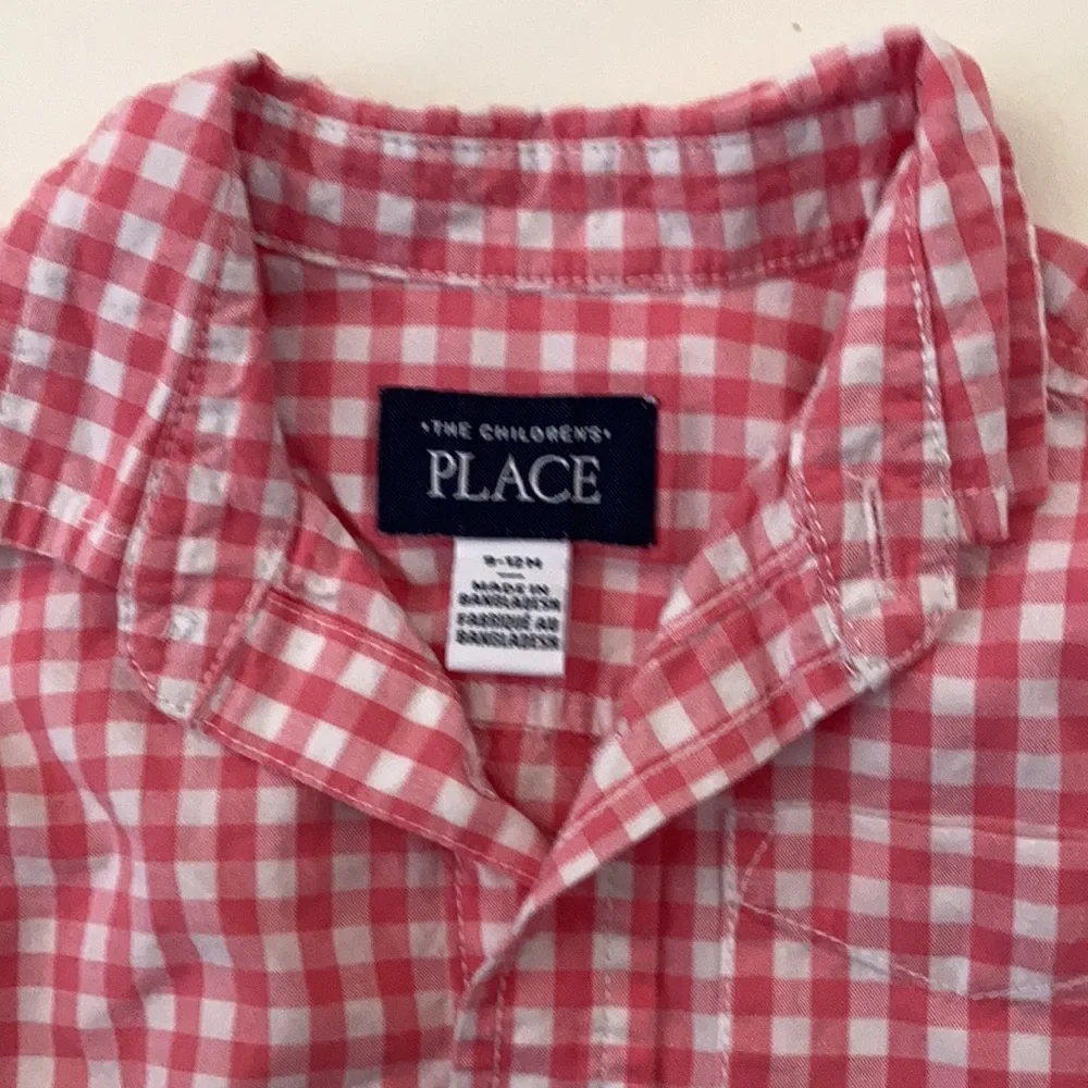 Infant Boys’ The Children’s Place Gingham LS Shirt (9-12M)